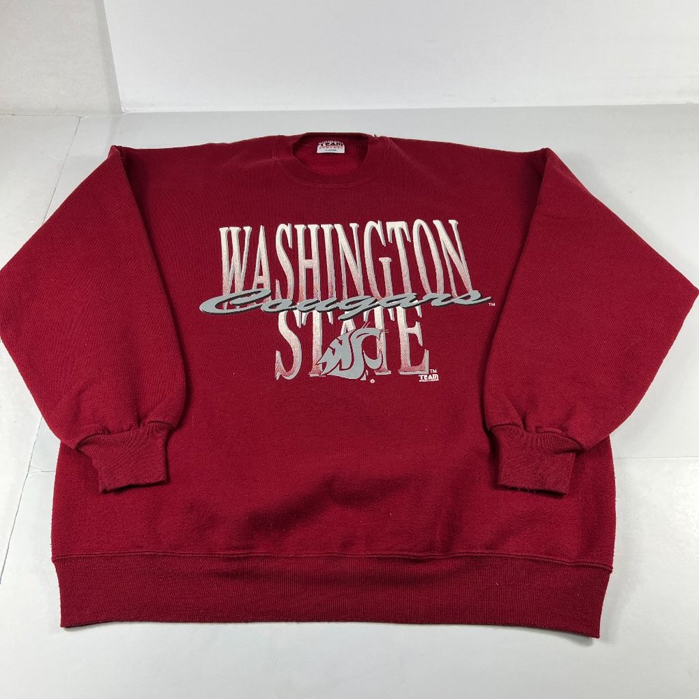 VTG 90s Team Edition Washington State Cougar Sweatshirt Extra Large Red Crewneck